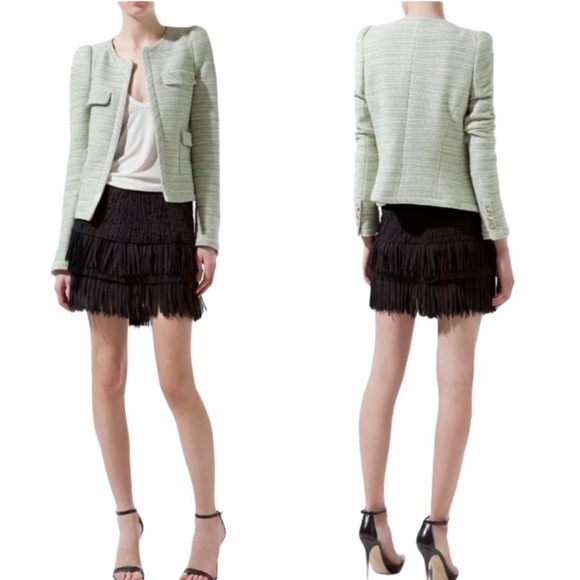 New Zara Fantasy Studded coco mint green jacket blazer spring - Picture 5 of 13